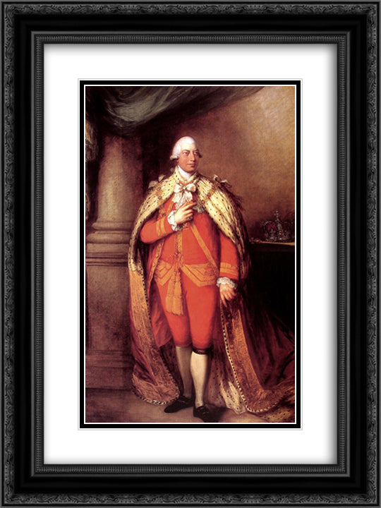 King George III 18x24 Black Ornate Wood Framed Art Print Poster with Double Matting by Gainsborough, Thomas