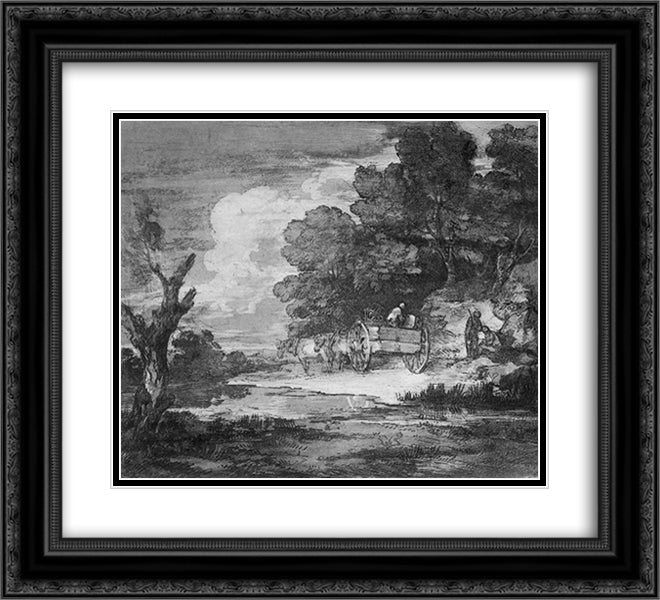 Landscape 22x20 Black Ornate Wood Framed Art Print Poster with Double Matting by Gainsborough, Thomas