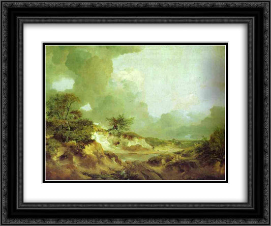 Landscape with Sandpit 24x20 Black Ornate Wood Framed Art Print Poster with Double Matting by Gainsborough, Thomas