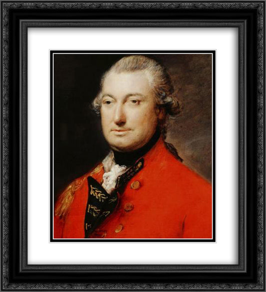 Lord Cornwallis 20x22 Black Ornate Wood Framed Art Print Poster with Double Matting by Gainsborough, Thomas