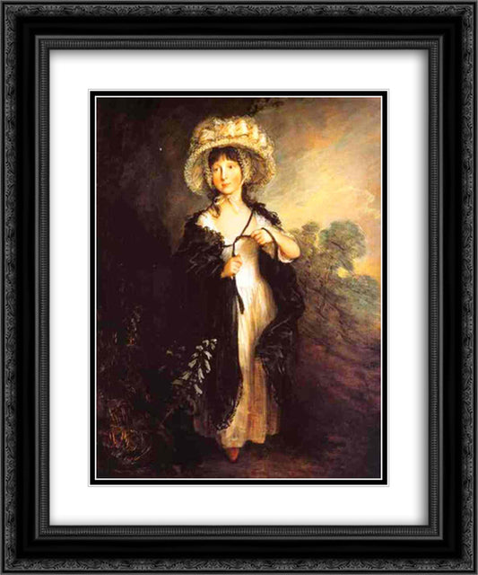 Miss Elizabeth Haverfield 20x24 Black Ornate Wood Framed Art Print Poster with Double Matting by Gainsborough, Thomas