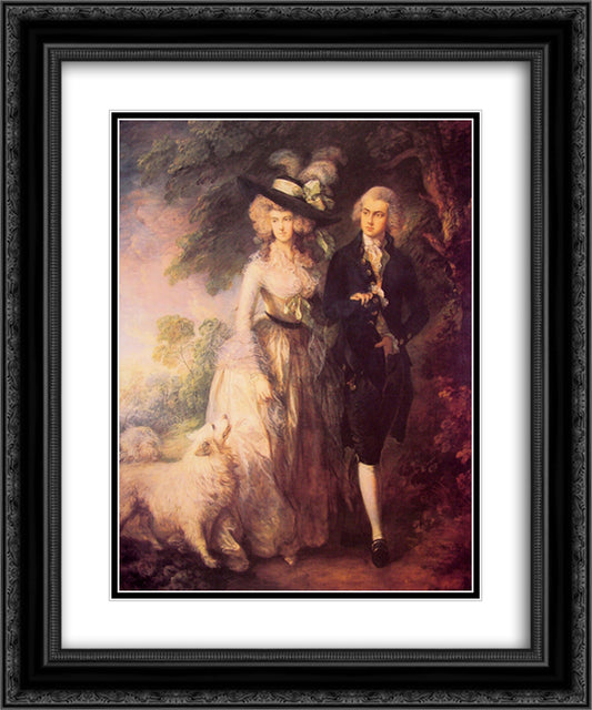Mr. and Mrs. William Hallett (The Morning Walk) 20x24 Black Ornate Wood Framed Art Print Poster with Double Matting by Gainsborough, Thomas