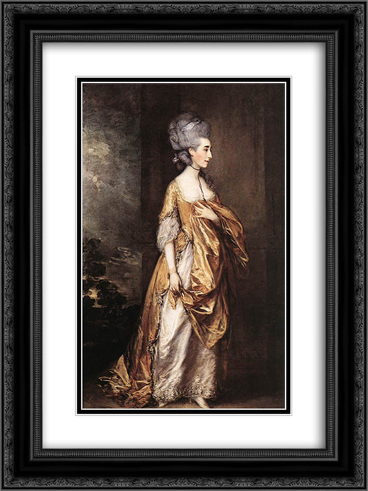 Mrs. Grace D. Elliott 18x24 Black Ornate Wood Framed Art Print Poster with Double Matting by Gainsborough, Thomas