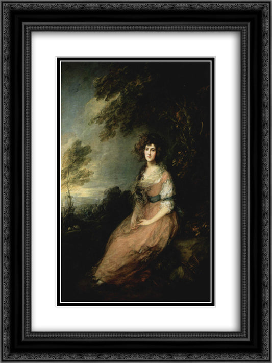 Mrs. Richard Brinsley Sheridan 18x24 Black Ornate Wood Framed Art Print Poster with Double Matting by Gainsborough, Thomas