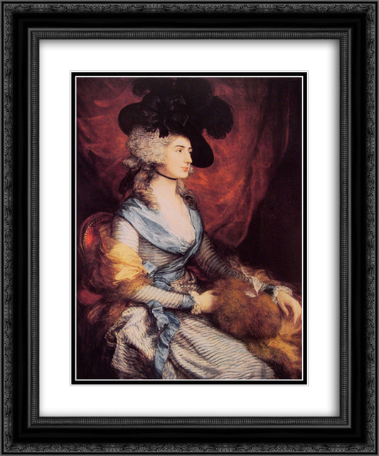 Mrs. Sarah Siddons, the actress 20x24 Black Ornate Wood Framed Art Print Poster with Double Matting by Gainsborough, Thomas