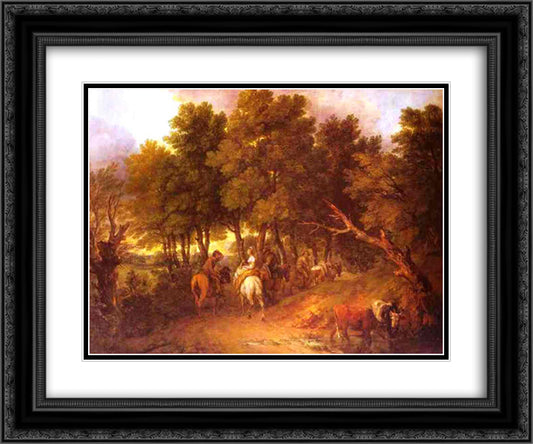 Pesants Returning from Market 24x20 Black Ornate Wood Framed Art Print Poster with Double Matting by Gainsborough, Thomas