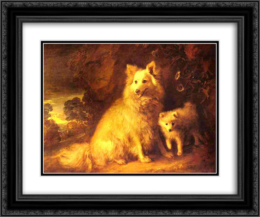 Pomeranian Bitch and Pup 24x20 Black Ornate Wood Framed Art Print Poster with Double Matting by Gainsborough, Thomas