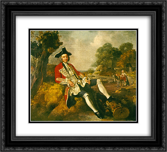 Portrait of a Gentleman 22x20 Black Ornate Wood Framed Art Print Poster with Double Matting by Gainsborough, Thomas