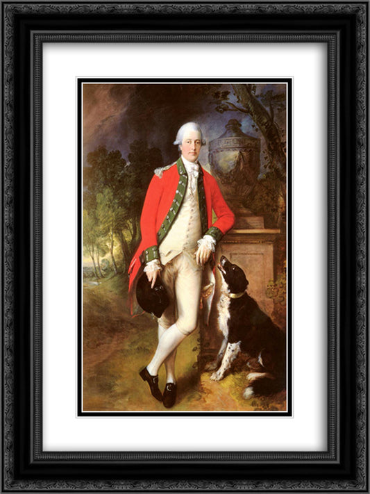 Portrait Of Colonel John Bullock 18x24 Black Ornate Wood Framed Art Print Poster with Double Matting by Gainsborough, Thomas