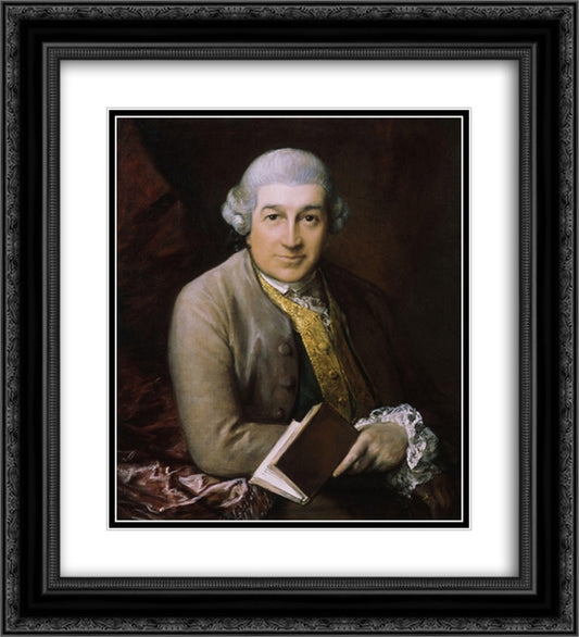 Portrait of David Garrick 20x22 Black Ornate Wood Framed Art Print Poster with Double Matting by Gainsborough, Thomas