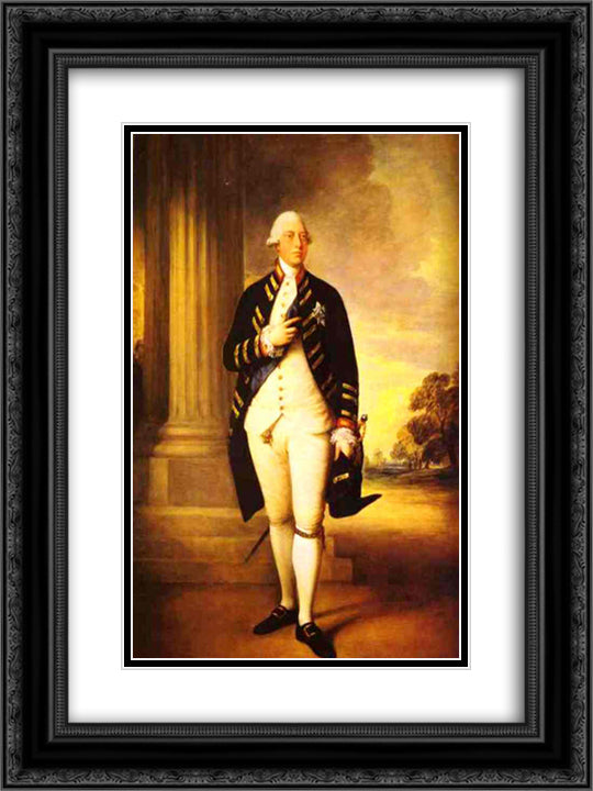 Portrait of George III 18x24 Black Ornate Wood Framed Art Print Poster with Double Matting by Gainsborough, Thomas
