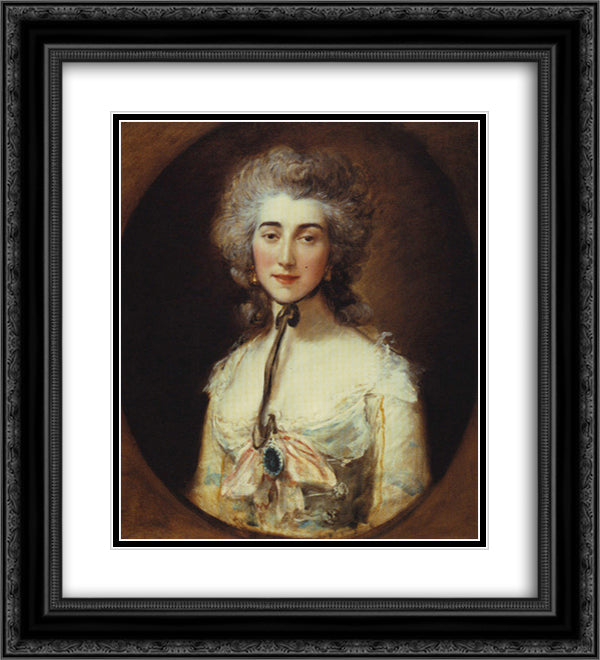 Portrait of Grace Dalrymple Elliott 20x22 Black Ornate Wood Framed Art Print Poster with Double Matting by Gainsborough, Thomas