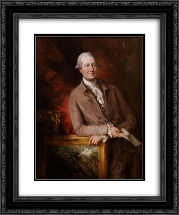 Portrait of James Christie 20x24 Black Ornate Wood Framed Art Print Poster with Double Matting by Gainsborough, Thomas