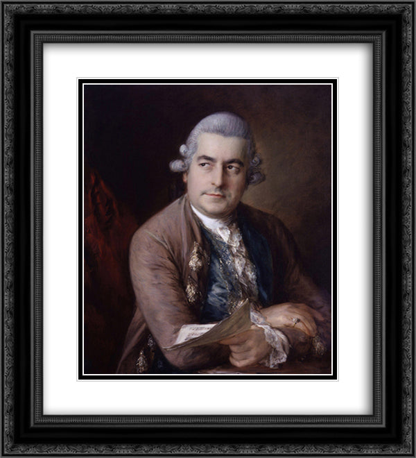 Portrait of Johann Christian Bach 20x22 Black Ornate Wood Framed Art Print Poster with Double Matting by Gainsborough, Thomas