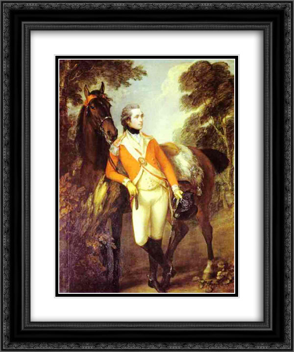 Portrait of John Hayes St. Leger 20x24 Black Ornate Wood Framed Art Print Poster with Double Matting by Gainsborough, Thomas