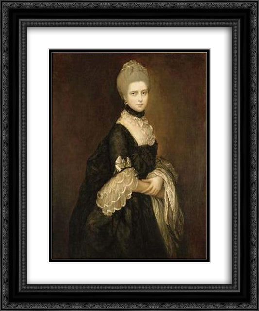 Portrait of Maria Walpole, Countess of Waldegrave, later Duchess of Gloucester 20x24 Black Ornate Wood Framed Art Print Poster with Double Matting by Gainsborough, Thomas