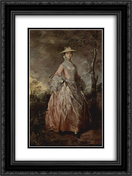 Portrait of Mary Countess Howe 18x24 Black Ornate Wood Framed Art Print Poster with Double Matting by Gainsborough, Thomas