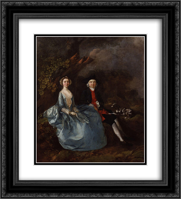 Portrait of Sarah Kirby (nee Bull) and John Joshua Kirby 20x22 Black Ornate Wood Framed Art Print Poster with Double Matting by Gainsborough, Thomas