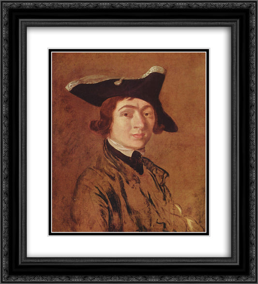 Self portrait 20x22 Black Ornate Wood Framed Art Print Poster with Double Matting by Gainsborough, Thomas