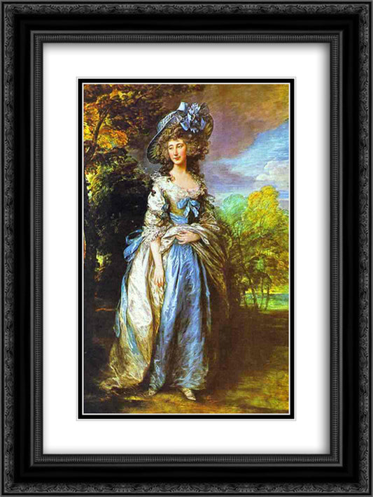Sophia Charlotte, Lady Sheffield 18x24 Black Ornate Wood Framed Art Print Poster with Double Matting by Gainsborough, Thomas