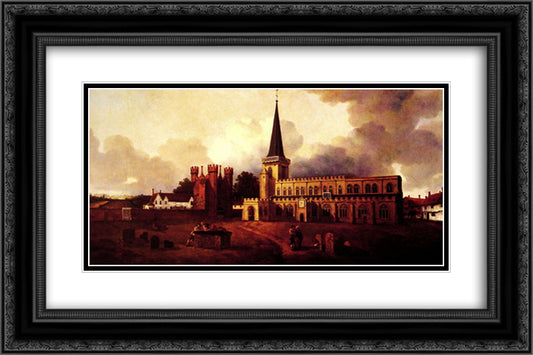St. Mary's Church Hadleigh 24x16 Black Ornate Wood Framed Art Print Poster with Double Matting by Gainsborough, Thomas