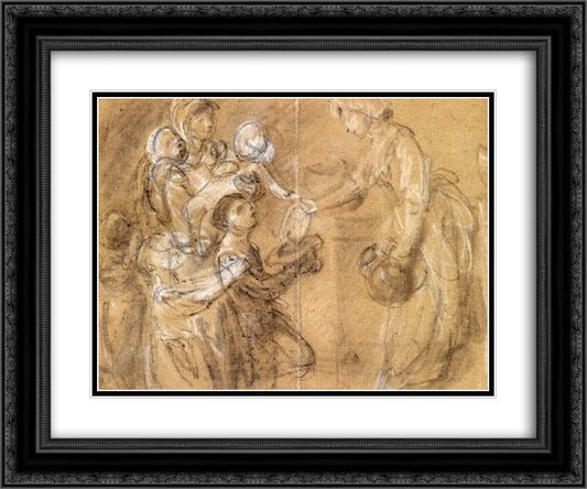 Study For Charity Relieving Distress 24x20 Black Ornate Wood Framed Art Print Poster with Double Matting by Gainsborough, Thomas