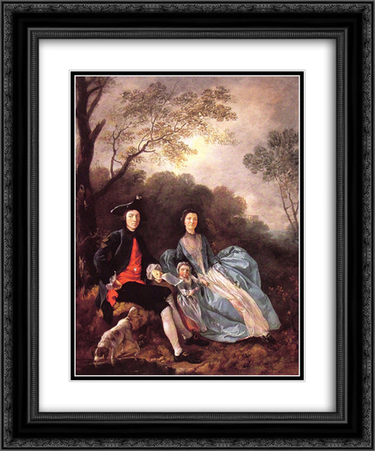 The Artist with his Wife and Daughter 20x24 Black Ornate Wood Framed Art Print Poster with Double Matting by Gainsborough, Thomas