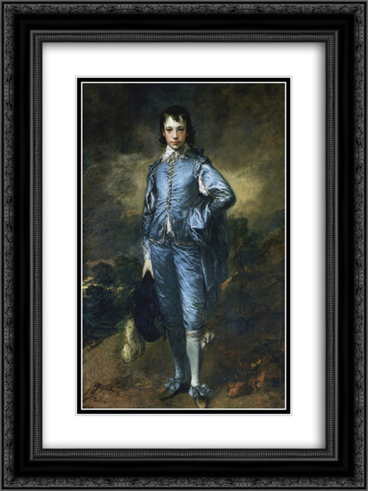 The Blue Boy (Portrait of the Jonathan Buttall) 18x24 Black Ornate Wood Framed Art Print Poster with Double Matting by Gainsborough, Thomas
