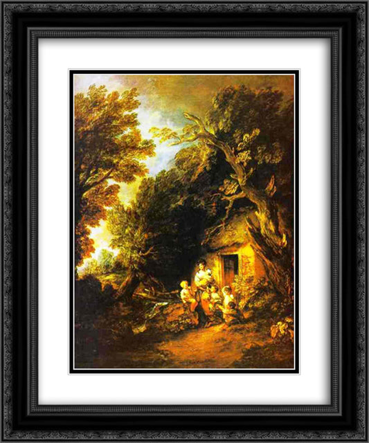 The Cottage Door 20x24 Black Ornate Wood Framed Art Print Poster with Double Matting by Gainsborough, Thomas