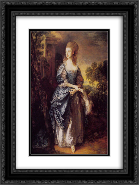 The Hon. Frances Duncombe 18x24 Black Ornate Wood Framed Art Print Poster with Double Matting by Gainsborough, Thomas