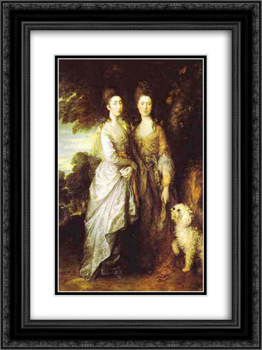 The Painter's daughters 18x24 Black Ornate Wood Framed Art Print Poster with Double Matting by Gainsborough, Thomas