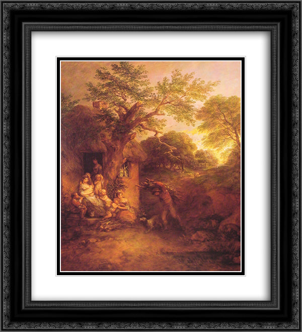 The Woodcutter's House 20x22 Black Ornate Wood Framed Art Print Poster with Double Matting by Gainsborough, Thomas