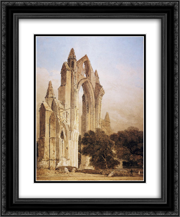 Guisborough Priory, Yorkshire 20x24 Black Ornate Wood Framed Art Print Poster with Double Matting by Girtin, Thomas