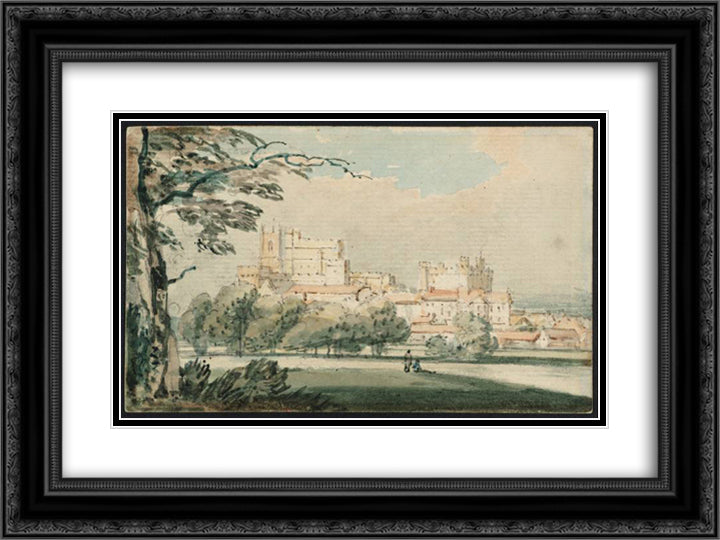 Lancaster 24x18 Black Ornate Wood Framed Art Print Poster with Double Matting by Girtin, Thomas