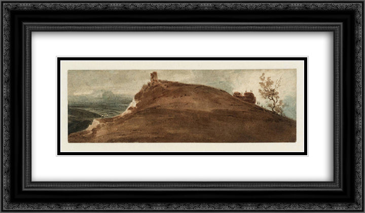 Landscape 24x14 Black Ornate Wood Framed Art Print Poster with Double Matting by Girtin, Thomas