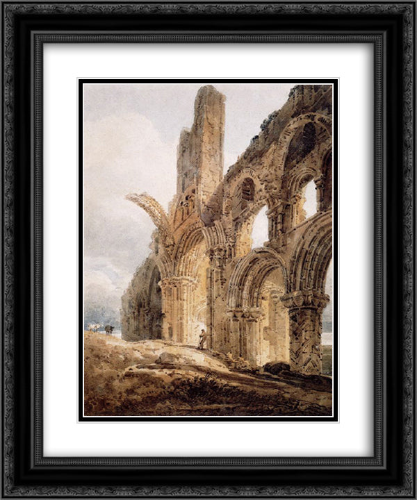 Lindisfarne 20x24 Black Ornate Wood Framed Art Print Poster with Double Matting by Girtin, Thomas