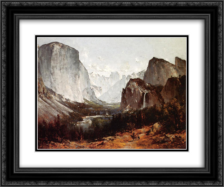 A View of Yosemite Valley 24x20 Black Ornate Wood Framed Art Print Poster with Double Matting by Hill, Thomas