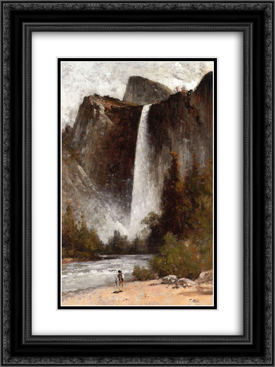 At the Foot of Bridal Veil 18x24 Black Ornate Wood Framed Art Print Poster with Double Matting by Hill, Thomas