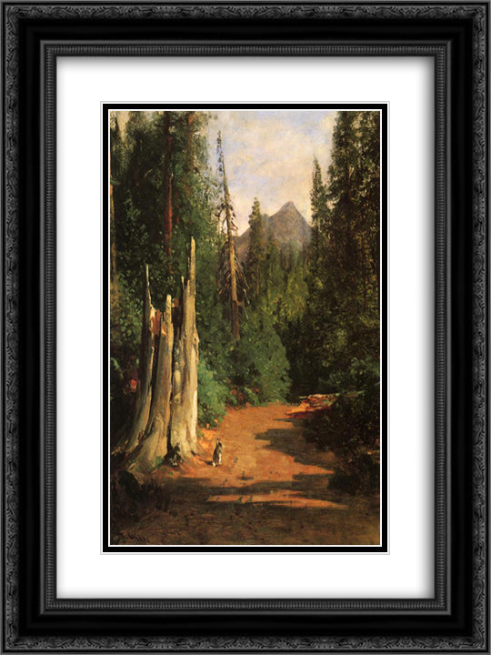 Black Butte, Mount Shasta 18x24 Black Ornate Wood Framed Art Print Poster with Double Matting by Hill, Thomas