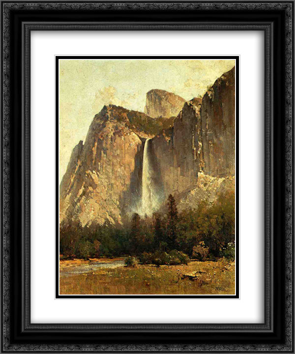 Bridal Veil Falls - Yosemite Valley 20x24 Black Ornate Wood Framed Art Print Poster with Double Matting by Hill, Thomas