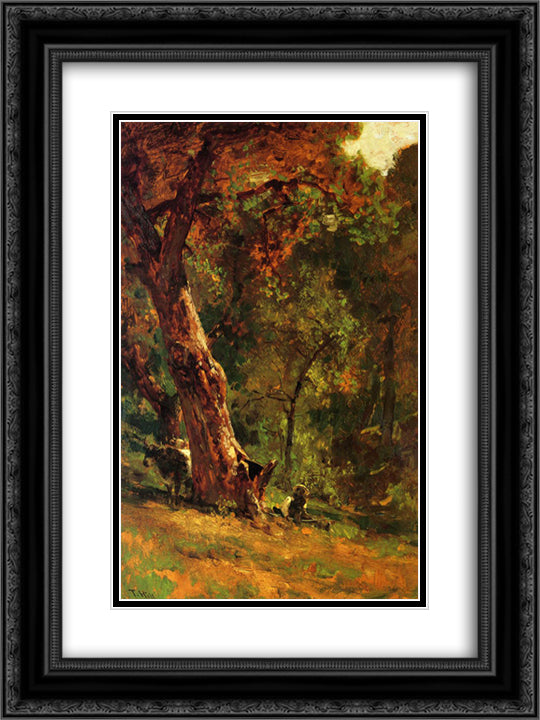 Chinese Man Tending Cattle 18x24 Black Ornate Wood Framed Art Print Poster with Double Matting by Hill, Thomas