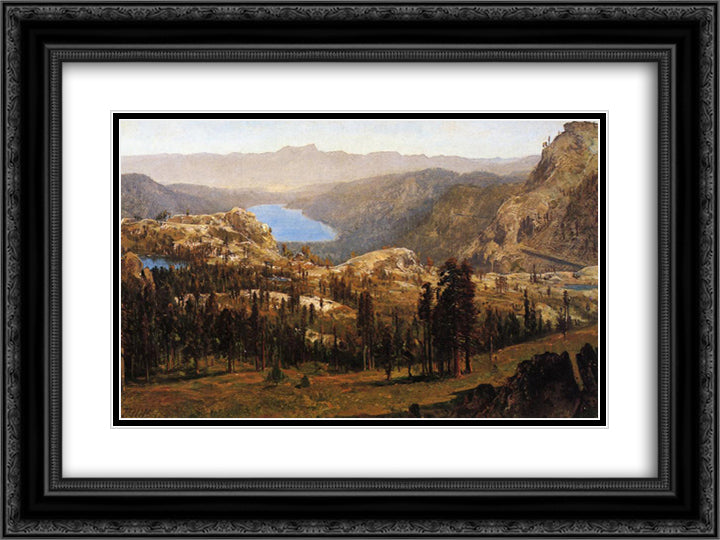 Donnner Lake 1874 24x18 Black Ornate Wood Framed Art Print Poster with Double Matting by Hill, Thomas