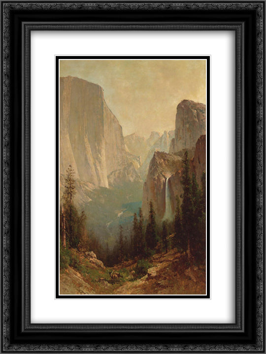Early Morning, Yosemite Valley 18x24 Black Ornate Wood Framed Art Print Poster with Double Matting by Hill, Thomas