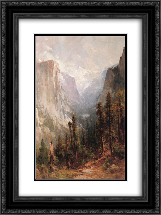 El Capitan with Clouds Rest beyond, Yosemite 18x24 Black Ornate Wood Framed Art Print Poster with Double Matting by Hill, Thomas