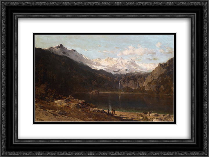 Emerald Bay, Lake Tahoe 24x18 Black Ornate Wood Framed Art Print Poster with Double Matting by Hill, Thomas