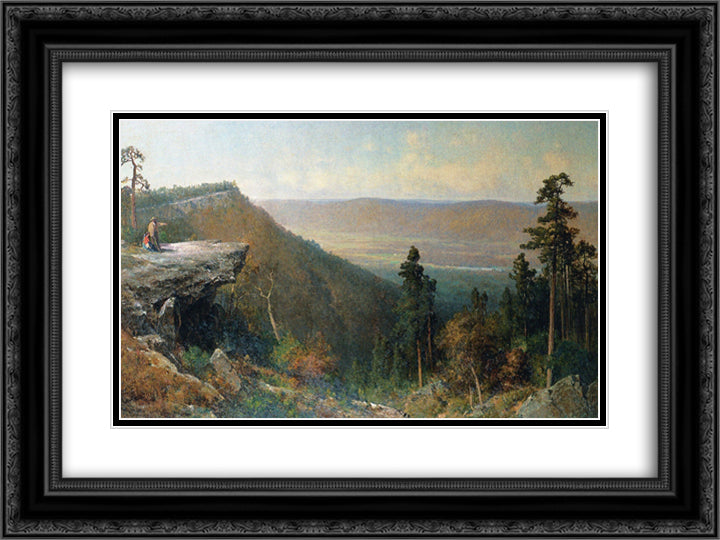 Hudson River Valley from the Catskill Mountain House 24x18 Black Ornate Wood Framed Art Print Poster with Double Matting by Hill, Thomas