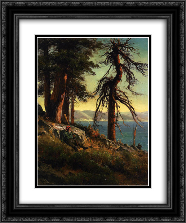 Lake Tahoe 20x24 Black Ornate Wood Framed Art Print Poster with Double Matting by Hill, Thomas