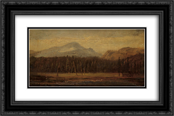 Landscape with a Frontier House 24x16 Black Ornate Wood Framed Art Print Poster with Double Matting by Hill, Thomas