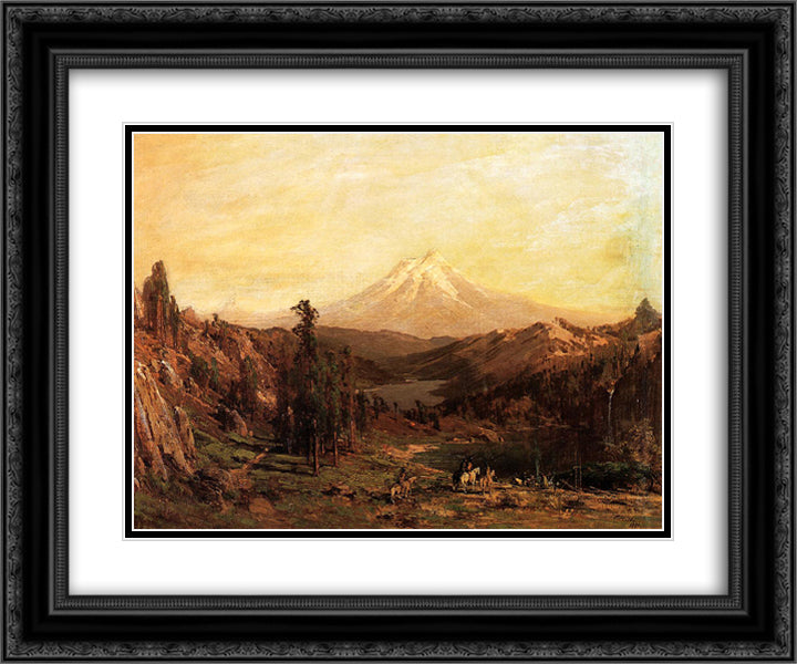 Mount Shasta and Castle Lake, Californi 24x20 Black Ornate Wood Framed Art Print Poster with Double Matting by Hill, Thomas
