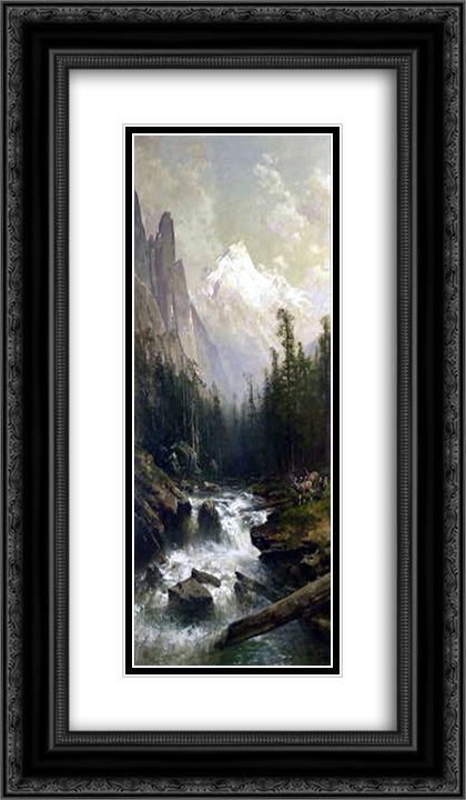 Mountain Stream 14x24 Black Ornate Wood Framed Art Print Poster with Double Matting by Hill, Thomas